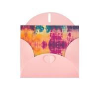 WZYWHJ Carte de vœux rose pour Noël, anniversaire, anniversaire de mariage et autres photos multicolores tie-dye