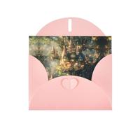 WZYWHJ Carte de vœux rose pour Noël, anniversaire, anniversaire de mariage et plus beau motif pays des merveilles
