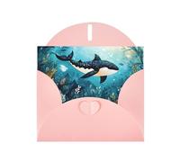 WZYWHJ Carte de vœux rose pour Noël, anniversaire, anniversaire de mariage et plus encore Illustration de baleine