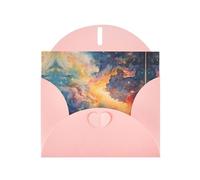 WZYWHJ Carte de vœux rose pour Noël, anniversaire, anniversaire de mariage et plus encore, image magique aquarelle ciel étoilé