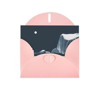 WZYWHJ Carte de vœux rose pour Noël, anniversaire, anniversaire de mariage et plus encore. Image minimaliste de silhouette de pingouin