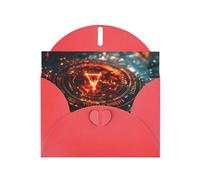 WZYWHJ Carte de vœux rouge de 15,2 x 10,2 cm avec enveloppe pour Noël, anniversaire, Saint-Valentin, fête, invitation à une fête, symboles mystérieux