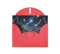 WZYWHJ Carte de vœux rouge de 15,2 x 10,2 cm avec enveloppe pour Noël, anniversaire, Saint-Valentin, fête, invitation belle impression ciel étoilé