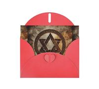 WZYWHJ Carte de vœux rouge de 15,2 x 10,2 cm avec enveloppe pour Noël, anniversaire, Saint-Valentin, fête, invitation à une fête, avec symboles hexagrammes imprimés