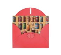 WZYWHJ Carte de vœux rouge de 15,2 x 10,2 cm avec enveloppe pour Noël, anniversaire, Saint-Valentin, fête d'invitation Une grande variété de boissons Impression