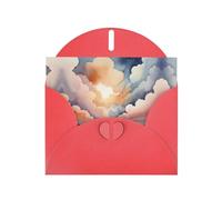 WZYWHJ Carte de vœux rouge pour Noël, anniversaire, anniversaire de mariage et autres motifs de nuages aquarelle