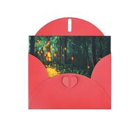WZYWHJ Carte de vœux rouge pour Noël, anniversaire, anniversaire de mariage et autres photos de forêt de pixels