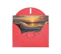 WZYWHJ Carte de vœux rouge pour Noël, anniversaire, anniversaire de mariage et autres photos de lever du soleil au bord de la mer