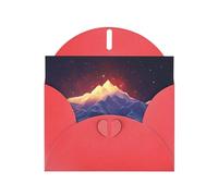 WZYWHJ Carte de vœux rouge pour Noël, anniversaire, anniversaire de mariage et autres photos de montagnes au lever du soleil