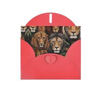 WZYWHJ Carte de vœux rouge pour Noël, anniversaire, anniversaire de mariage et autres photos du roi de la jungle