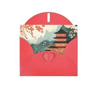 WZYWHJ Carte de vœux rouge pour Noël, anniversaire, anniversaire de mariage et plus encore. Illustration de paysage