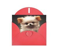 WZYWHJ Carte de vœux rouge pour Noël, anniversaire, anniversaire de mariage et plus encore. Photo d'un chiot bien-aimé