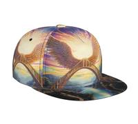 WZYWHJ Casquette de baseball élégante à bord plat avec ailes sur le pont arc-en-ciel, évacuation de l'humidité et respirante, adaptée pour un usage quotidien, le sport et les voyages