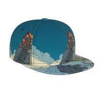 WZYWHJ Casquette de baseball élégante à bord plat avec impression « House on The Mountain » - Évacuation de l'humidité et respirante - Convient pour un usage quotidien - Sport et voyage - Noir