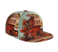 WZYWHJ Casquette de baseball élégante à bord plat avec impression Tomate House - Évacuation de l'humidité et respirante - Convient pour un usage quotidien - Sport et voyage - Noir