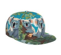 WZYWHJ Casquette de baseball élégante à bord plat avec impression « Two Happy Koalas » évacuant l'humidité et respirante, adaptée pour un usage quotidien, le sport et les voyages, noir