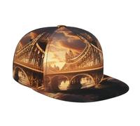 WZYWHJ Casquette de baseball élégante à bord plat, impression du pont tourillant, évacuation de l'humidité et respirante, adaptée pour un usage quotidien, le sport et les voyages, noir