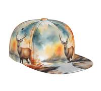WZYWHJ Casquette de baseball élégante à bord plat, motif cerf au bord de la rivière, évacuation de l'humidité et respirante, adaptée pour un usage quotidien, le sport et les voyages, noir