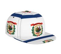 WZYWHJ Casquette de baseball tendance à bord plat avec drapeau de la Virginie occidentale réglable, respirante et légère pour homme et femme, noir