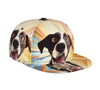 WZYWHJ Casquette de baseball tendance à bord plat avec image de chien arc-en-ciel réglable, respirante et légère pour homme et femme, noir, taille unique, Noir/blanc, taille unique