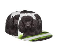 WZYWHJ Casquette de baseball tendance à bord plat avec impression caniche, réglable, respirante et légère pour homme et femme, noir