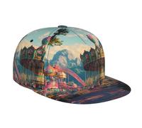WZYWHJ Casquette de baseball tendance à bord plat avec impression d'aire de jeu réglable, respirante et légère pour homme et femme, noir