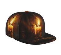 WZYWHJ Casquette de baseball tendance à bord plat avec impression de bougies réglables, respirante et légère pour homme et femme, noir