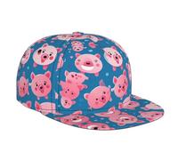 WZYWHJ Casquette de baseball tendance à bord plat avec impression de cochon rose souriant, réglable, respirante et légère pour homme et femme