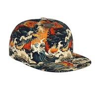 WZYWHJ Casquette de baseball tendance à bord plat avec impression de porte de dragon réglable, respirante et légère pour homme et femme, noir