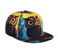 WZYWHJ Casquette de baseball tendance à bord plat avec impression hibou aux yeux jaunes réglable, respirante et légère pour homme et femme