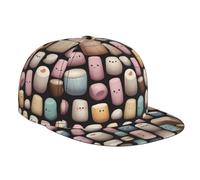 WZYWHJ Casquette de baseball tendance à bord plat coloré motif barbe à papa réglable, respirante et légère pour homme et femme