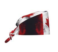 WZYWHJ Casquette de travail de nettoyage avec imprimé drapeau canadien - Toque de chef pour homme et femme, réglable, respirante, noir