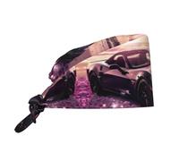 WZYWHJ Casquette de travail de nettoyage motif voiture de sport au bord de la mer - Chapeau de chef pour homme et femme, réglable, respirant, noir