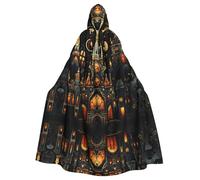 WZYWHJ Castle at night Impression aldult Poncho à capuche pour homme et femme Fête d'Halloween