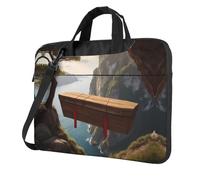 WZYWHJ Cercueil en bois suspendu à une falaise Impression Ultra-mince Portable Sac pour ordinateur portable Sac à bandoulière Accessoires informatiques Doux antichoc pour ordinateurs portables, Noir