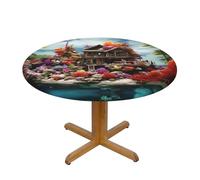 WZYWHJ Chalet by The Sea Nappe ronde imperméable et infroissable pour table de salle à manger