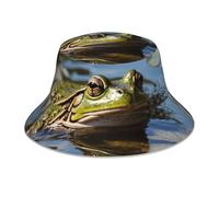 WZYWHJ Chapeau bob réversible imprimé grenouille natation pour homme femme protection couvre-chef pour voyage et activités de plein air noir