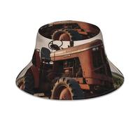 WZYWHJ Chapeau bob réversible imprimé tractor on the farm - pour homme et femme - couvre-chef pour voyage et activités de plein air - noir