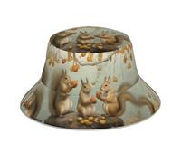 WZYWHJ Chapeau de pêcheur avec imprimé trois petits écureuils, double face, réfléchissant, pour l'extérieur, les voyages, l'été, la plage, noir
