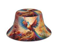 WZYWHJ Chapeau de pêcheur Little Phoenix sur l'arc-en-ciel imprimé, double face, réfléchissant, plein air, voyage, été, plage, chapeau de soleil