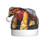 WZYWHJ Chapeau de Père Noël pour adulte pour fêtes et fêtes de Noël, cérémonies annuelles, motif chiot gribouillage