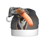 WZYWHJ Chapeau de Père Noël pour adulte pour fêtes et fêtes de Noël, cérémonies annuelles, motif girafe mangeant des carottes