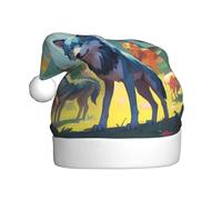 WZYWHJ Chapeau de Père Noël pour adulte pour fêtes et fêtes de Noël, cérémonies annuelles, motif loups pixels