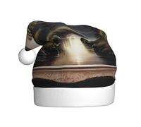 WZYWHJ Chapeau de Père Noël pour adulte pour fêtes et fêtes de Noël, cérémonies annuelles, motif montagnes et rivières lointaines