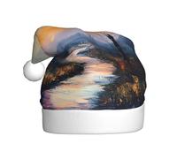 WZYWHJ Chapeau de Père Noël pour adulte pour fêtes et fêtes de Noël, cérémonies annuelles, motif route de campagne