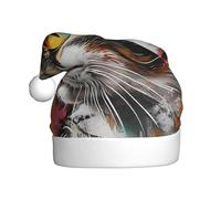 WZYWHJ Chapeau de Père Noël pour adulte pour les fêtes et les fêtes de Noël, cérémonies annuelles, motif chat graffiti véritable