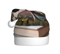 WZYWHJ Chapeau de Père Noël pour adulte pour les fêtes et les fêtes de Noël, cérémonies annuelles, motif maison de livre d'oiseaux