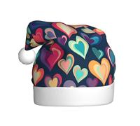 WZYWHJ Chapeau de Père Noël pour adulte pour les fêtes et les fêtes de Noël, cérémonies annuelles, motif coloré avec image d'amour
