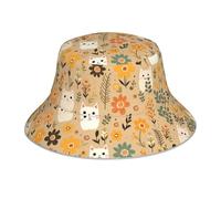 WZYWHJ Chapeau seau réversible imprimé chat in the bush - pour homme et femme - couvre-chef de protection pour voyage et activités de plein air - noir