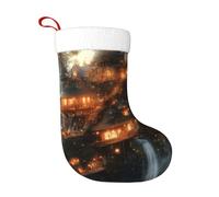 WZYWHJ Chaussette de Noël - Chaussette décorative festive en peluche pour fêtes de fin d'année et cadeaux Motif monde des contes de fées
